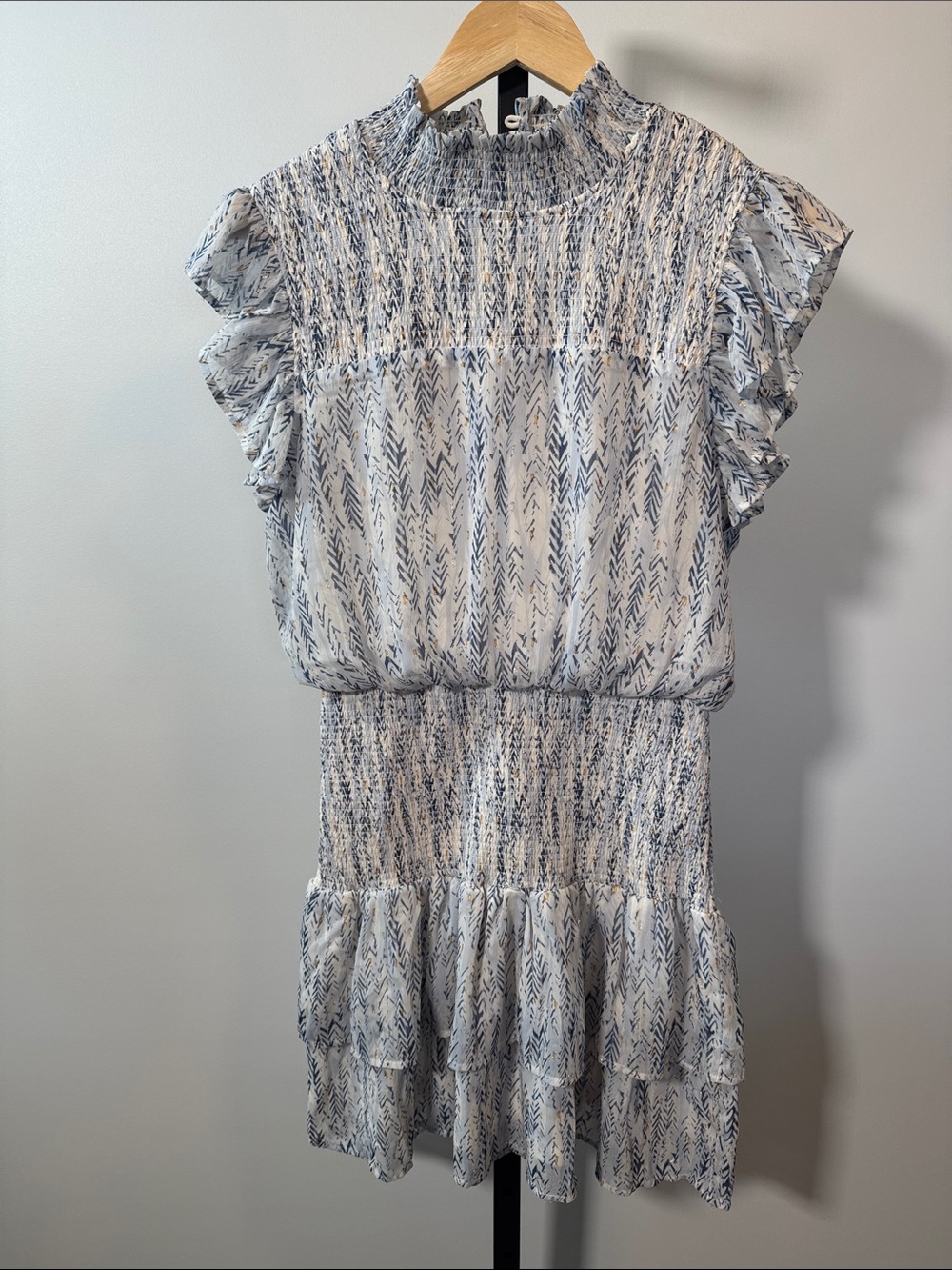 Aqua Smocked Ruffle Mini Dress